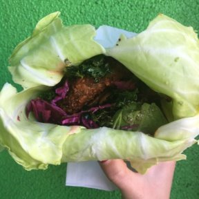 Gluten-free lettuce wrapped burger from Fala Bar
